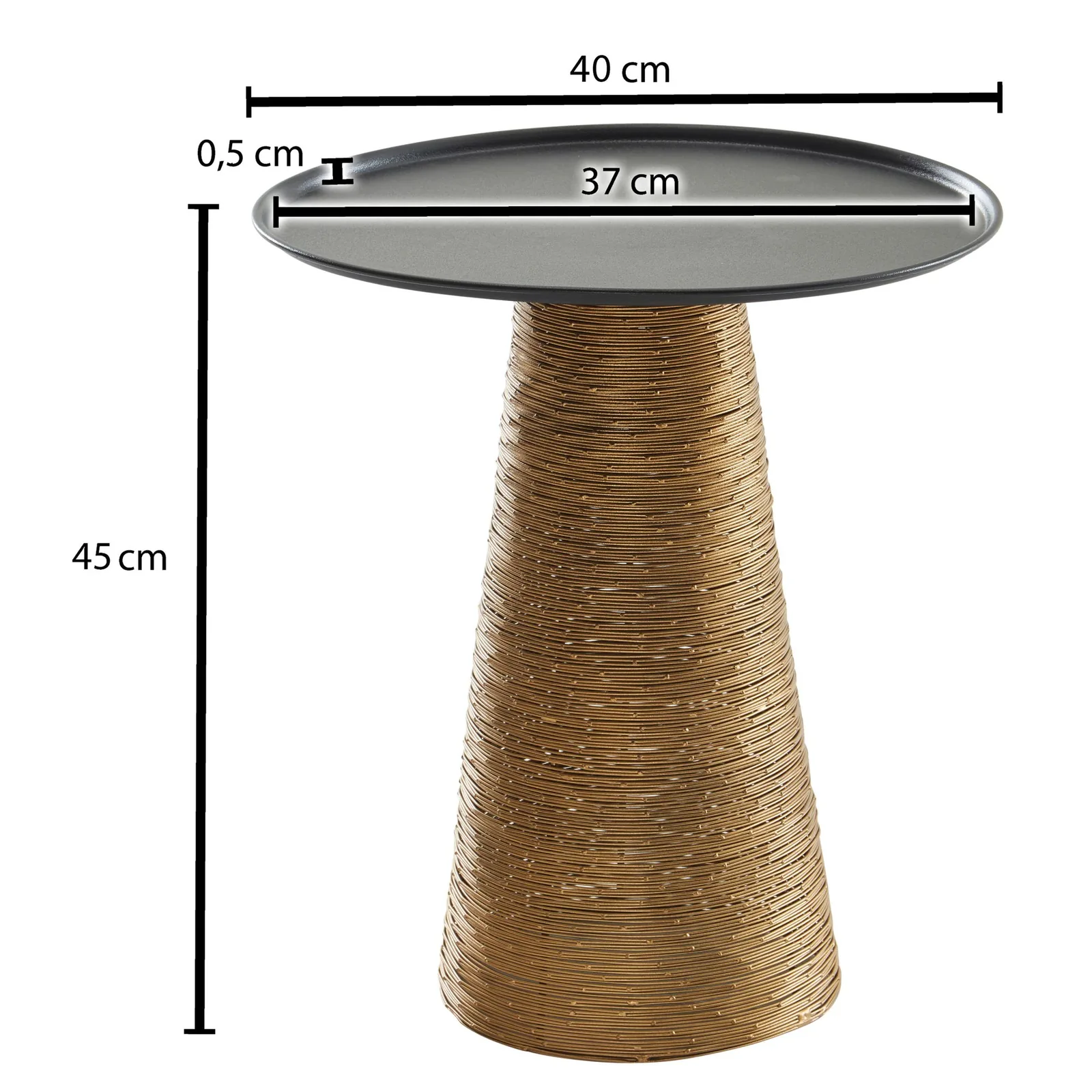 FineBuy Beistelltisch rund 40 cm Metall gold - Orientalischer Design Wohnzimmertisch aus Alu - Kleiner Aluminium Couchtisch - Sofatisch Dekotisch