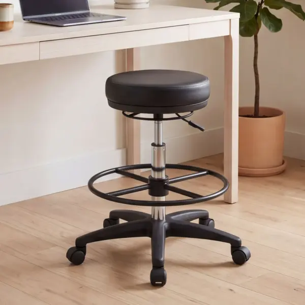 FineBuy Arbeitshocker Schwarz Rund Sitzhocker Rollen gebremst Arbeitsstuhl 120KG Hocker höhenverstellbar