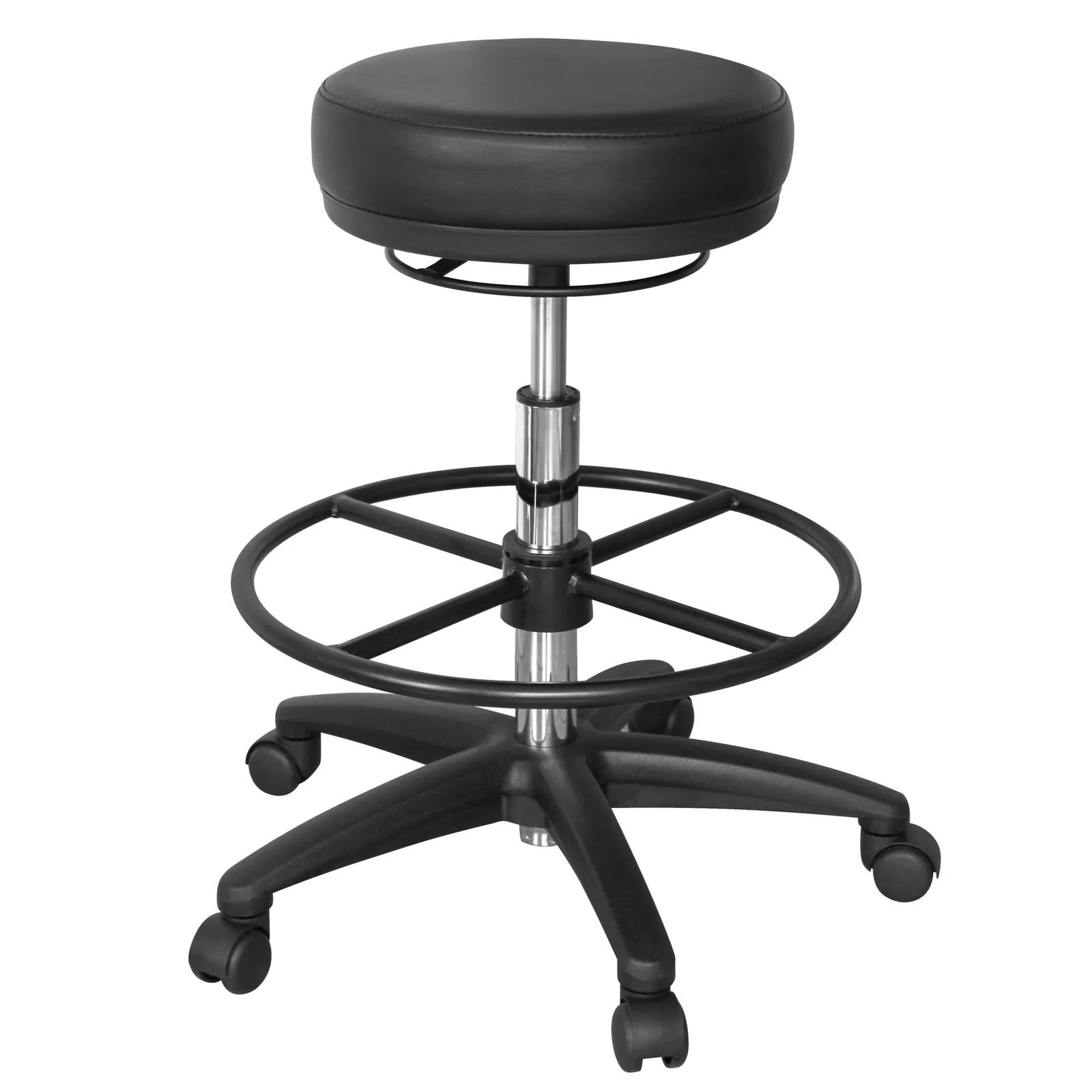 FineBuy Arbeitshocker Schwarz Rund Sitzhocker Rollen gebremst Arbeitsstuhl 120KG Hocker höhenverstellbar
