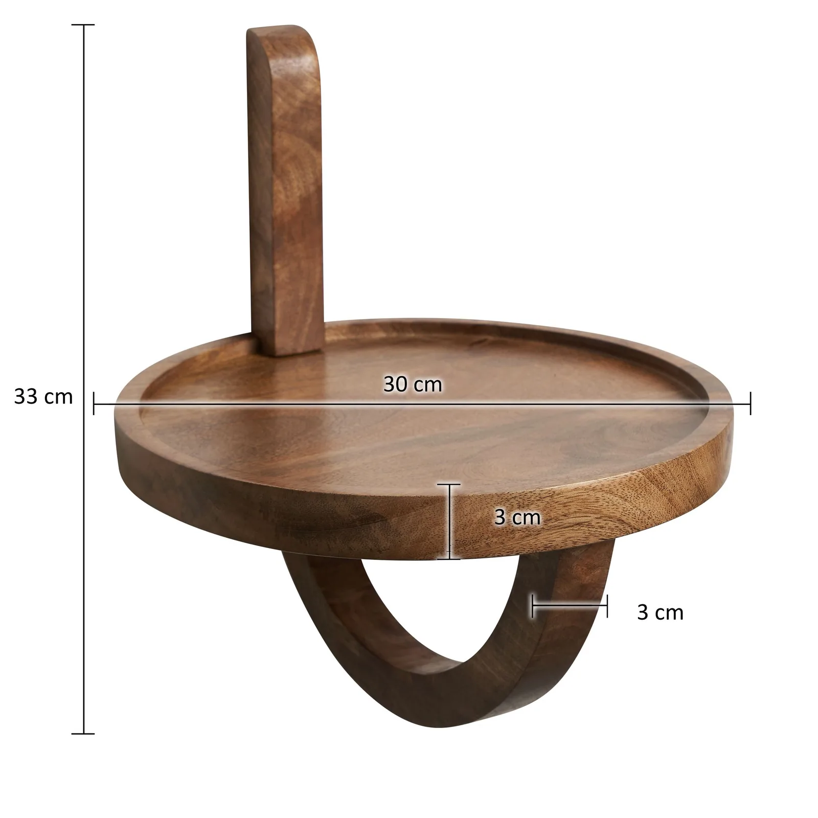 FineBuy Wandregal 30x33x30 cm Mango Massivholz Hängeregal Rund Modern, Design Nachttisch für die Wand, Regal Hängend, Akzentregal Wohnzimmer