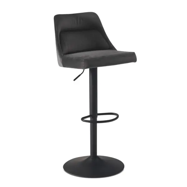 FineBuy Barhocker Samt Hocker mit Lehne 86 - 106 cm, Küchenhocker Höhenverstellbar Modern 100 kg, Design Barstuhl Tresenhocker mit Metall-Trompetenfuß, Bistrohocker Gepolstert