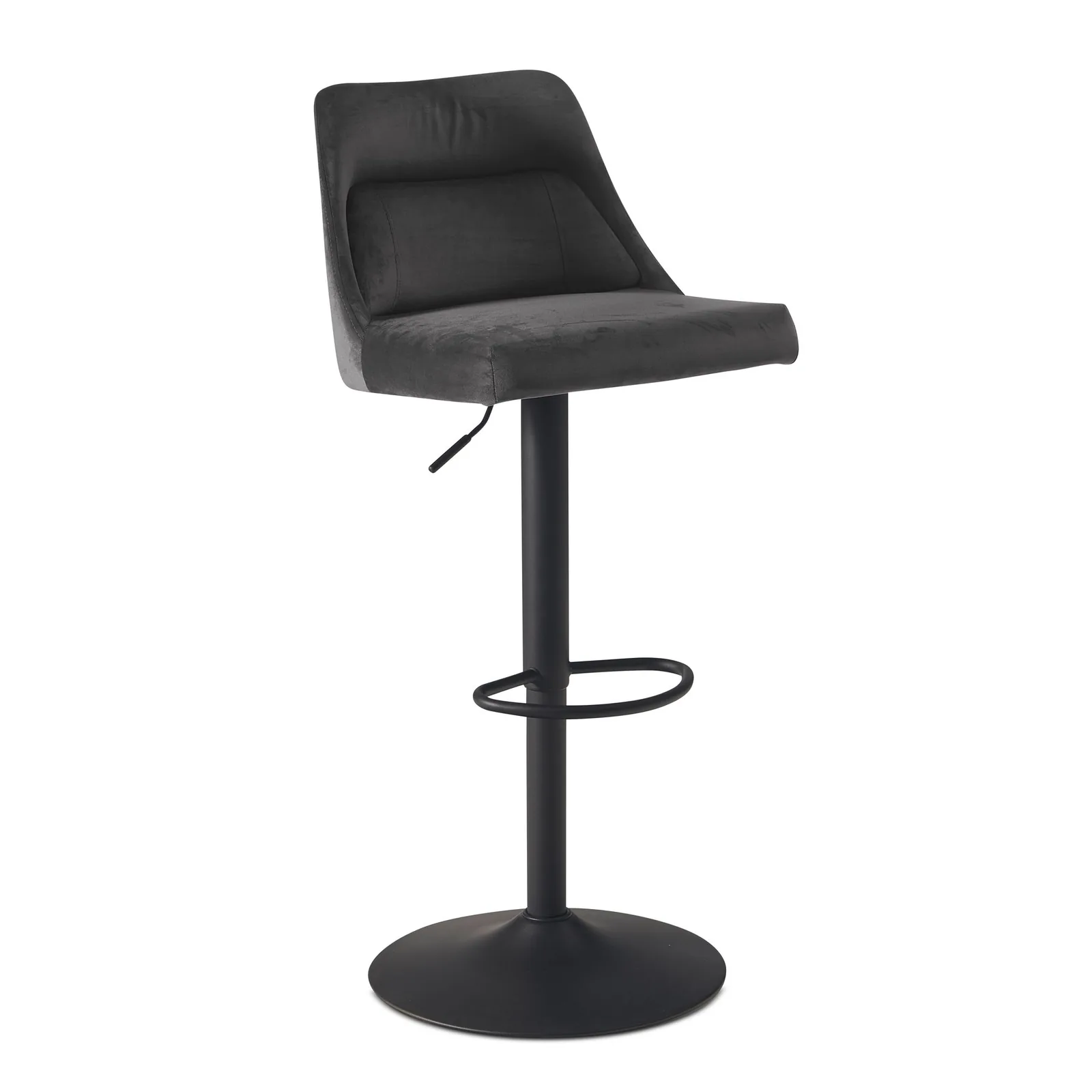 FineBuy Barhocker Samt Hocker mit Lehne 86 - 106 cm, Küchenhocker Höhenverstellbar Modern 100 kg, Design Barstuhl Tresenhocker mit Metall-Trompetenfuß, Bistrohocker Gepolstert