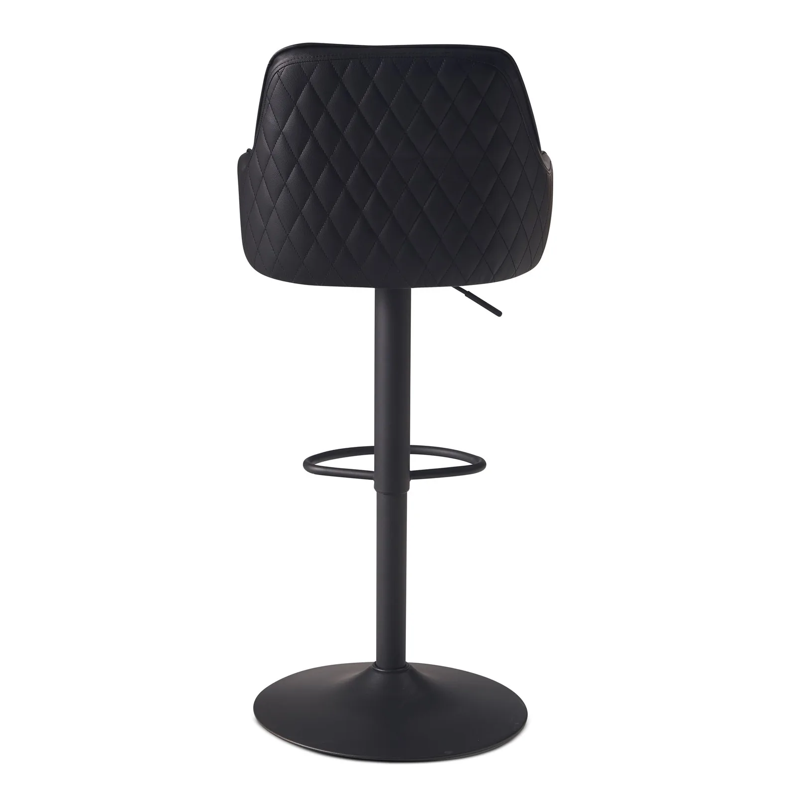 FineBuy Barhocker Kunstleder Schwarz Hocker mit Lehne 86 - 106 cm, Küchenhocker Höhenverstellbar Modern 100 kg, Barstuhl Tresenhocker mit Metall-Trompetenfuß, Bistrohocker Gepolstert mit Armlehne