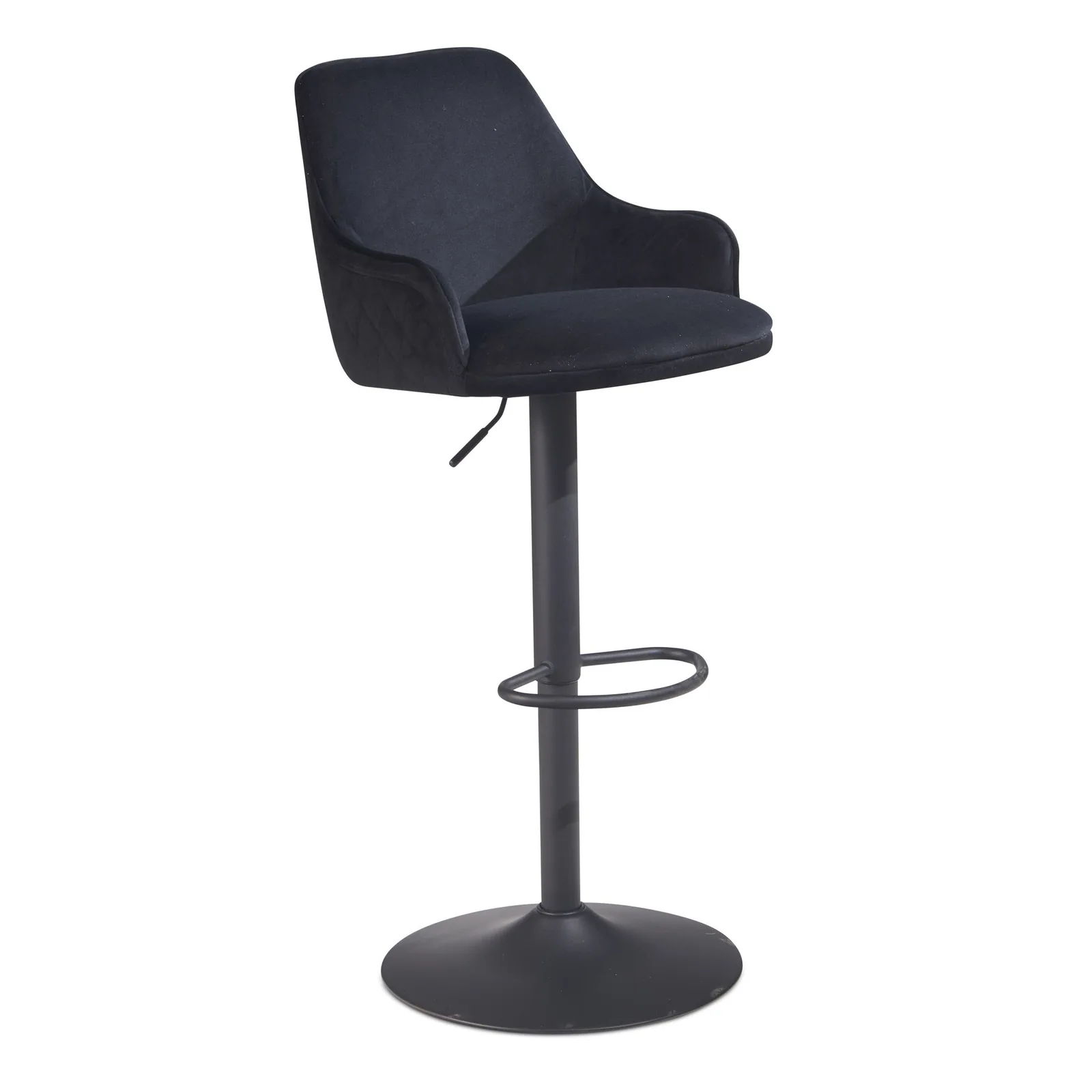 FineBuy Barhocker Samt Hocker mit Lehne 86 - 106 cm, Küchenhocker Höhenverstellbar Modern 100 kg, Barstuhl Tresenhocker mit Metall-Trompetenfuß, Bistrohocker Gepolstert mit Armlehne