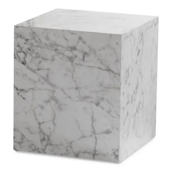 FineBuy Couchtisch MONOBLOC 40x40x45 cm Hochglanz mit Marmor Optik, Wohnzimmertisch Cube Quadratisch, Design Sofatisch, Lounge Beistelltisch Würfel-Form