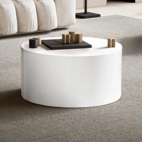 FineBuy Couchtisch MONOBLOC Rund 60 cm Weiß Hochglanz – Moderner Wohnzimmertisch in elegantem Design – runder Sofatisch, Loungetisch für Wohnzimmer
