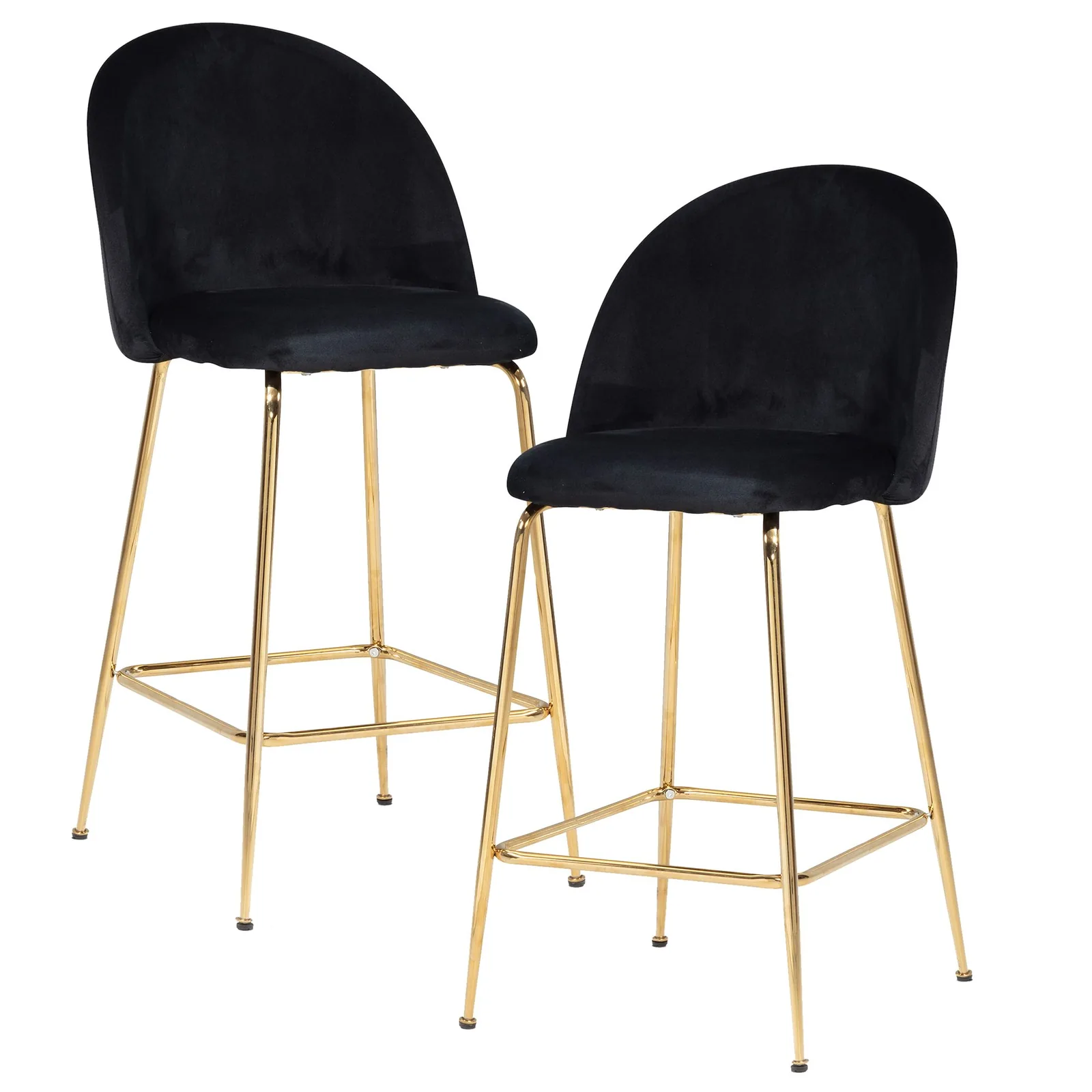 FineBuy 2er Set Barhocker Samt Hocker mit Lehne & goldenen Beinen, Küchenhocker Skandinavisch Stoff / Metall 110 kg, Design Barstuhl Tresenhocker, Bistrohocker Gepolstert
