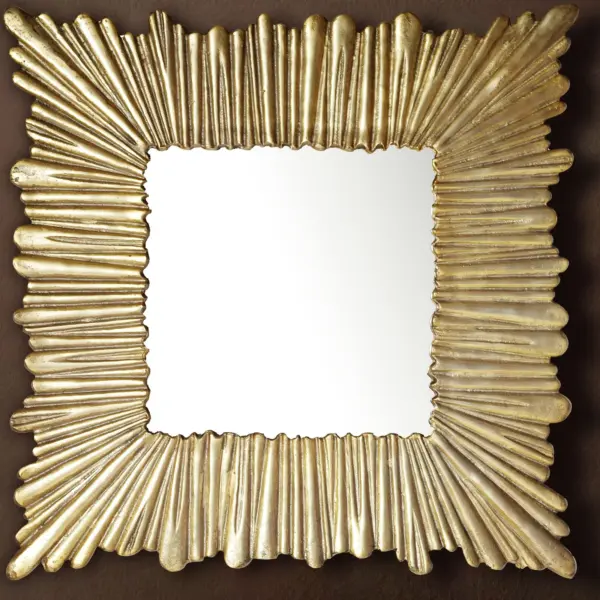 FineBuy Wandspiegel 75x75 cm Metall Design Hängespiegel Gold, Aluminium Dekospiegel Quadratisch mit Rahmen, Spiegel Wand Groß, Flurspiegel Garderobenspiegel Modern