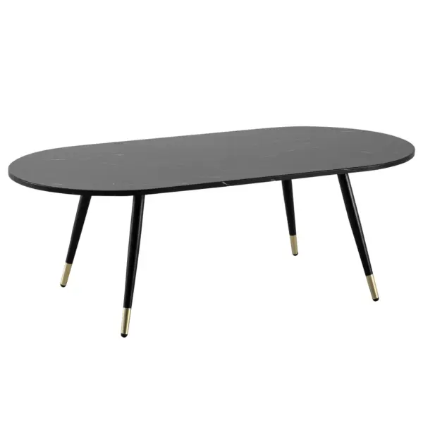 FineBuy Couchtisch 120x60x41,5 cm mit Marmor Optik Modern, Design Wohnzimmertisch mit Metall-Gestell, Sofatisch Oval Tisch Groß, Beistelltisch Wohnzimmer