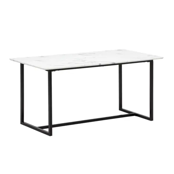 FineBuy Esszimmertisch Weiß Esstisch in Marmor-Optik Modern, Küchentisch mit Metallbeinen, Speisetisch Rechteckig, Tisch Esszimmer
