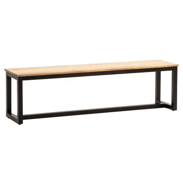 FineBuy Esszimmerbank Akazie Massivholz Metall Loft-Style, Esstischbank Holzbank Massiv ohne Lehne, Küchenbank Essbank Industrial, Sitzbank Esszimmer