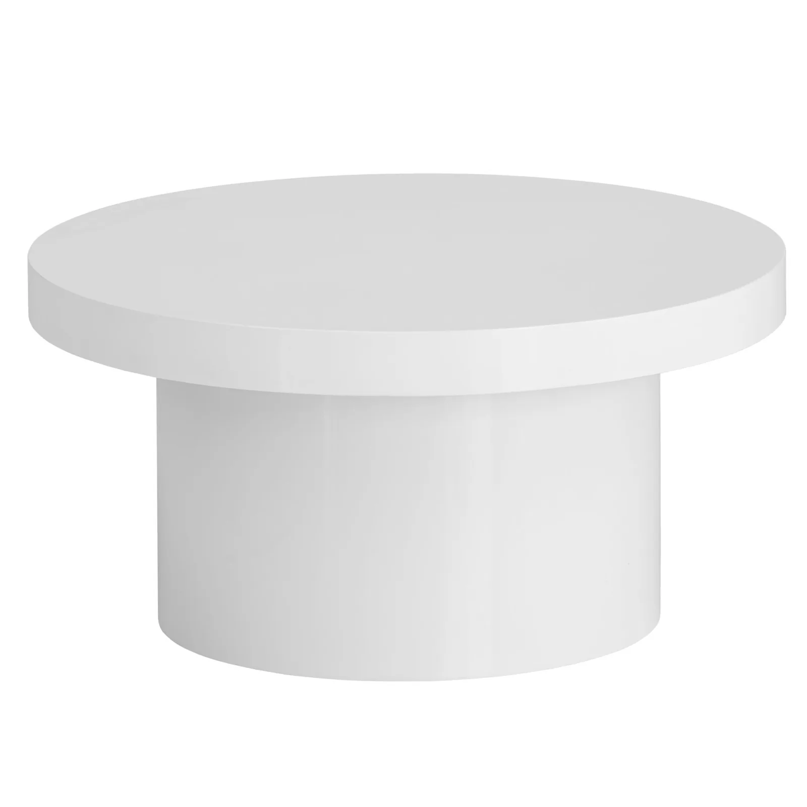 FineBuy Weißer Hochglanz Couchtisch 60cm rund – stilvoller kleiner Design Wohnzimmertisch, Sofatisch im modernen Pilz-Design mit glatter Oberfläche