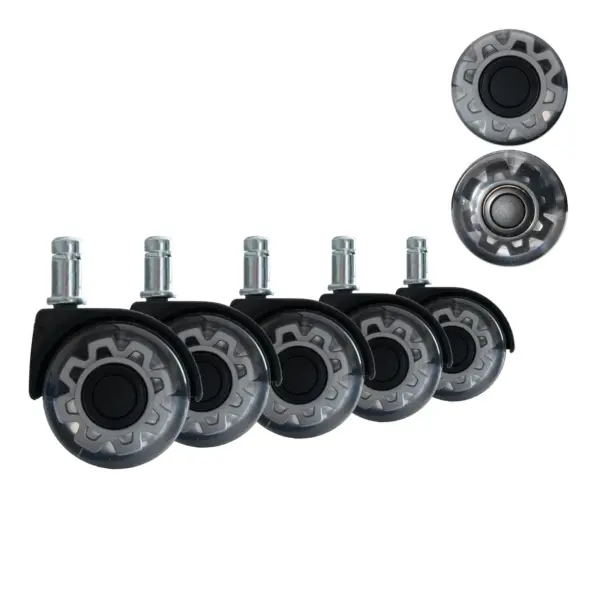 FineBuy 5er Set leichtgängige Universal-Schwerlastrollen für Bürostuhl 11 mm Stift / Durchmesser 50 mm, Leise Premium Hartbodenrollen Bürostuhlrollen, Drehstuhlrollen Doppellaufrollen