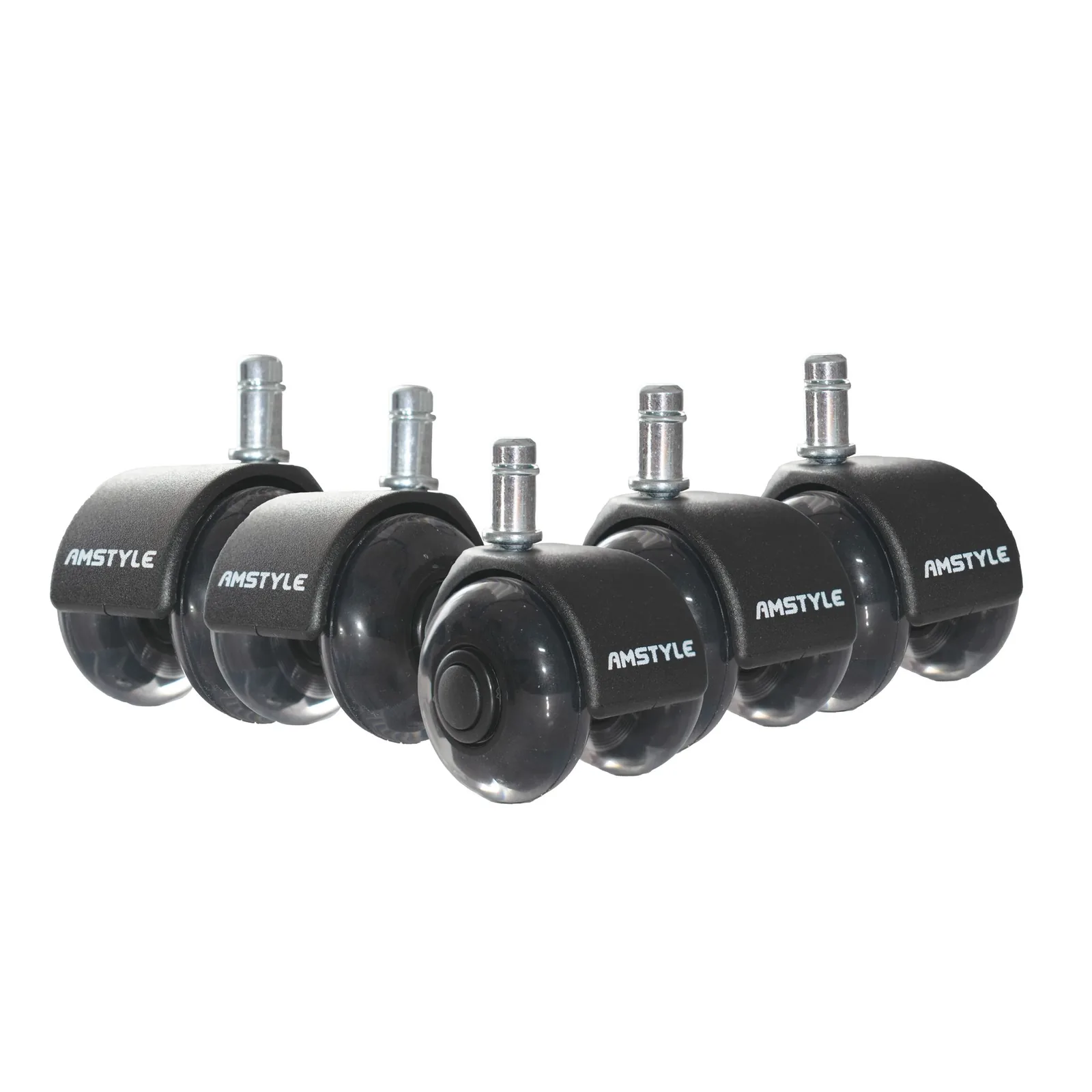 FineBuy 5er Set leichtgängige Universal-Schwerlastrollen für Bürostuhl 11 mm Stift / Durchmesser 50 mm, Leise Premium Hartbodenrollen Bürostuhlrollen, Drehstuhlrollen Doppellaufrollen