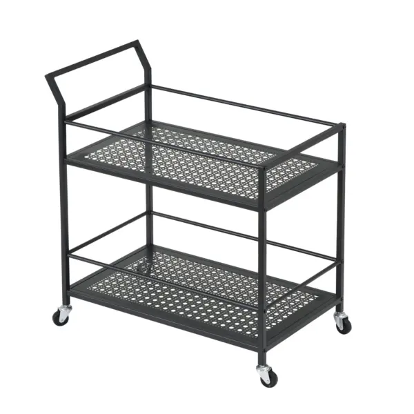 FineBuy Servierwagen Metall 79x45x83 cm mit Rollen & Bremsen, Küchenwagen 2 Ebenen, Barwagen & Rollwagen Multifunktional Modern, Beistellwagen für Küche, Esszimmer, Wohnzimmer