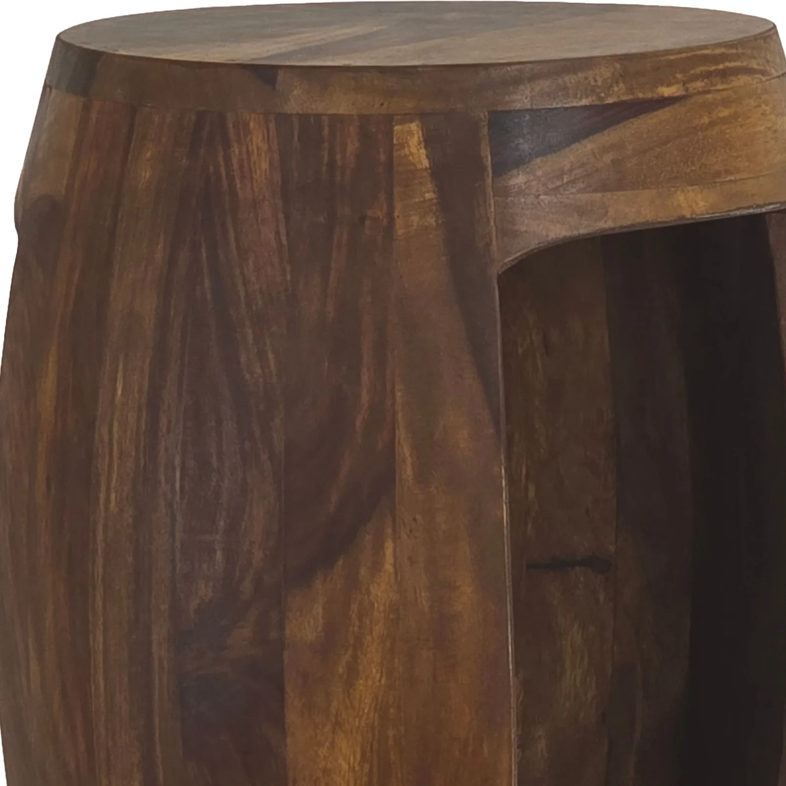 FineBuy Beistelltisch Sheesham Massivholz rund 30cm · Kleiner Runder Couchtisch mit offenem Fach · Handgefertigter Wohnzimmertisch im modernen Design aus Echtholz