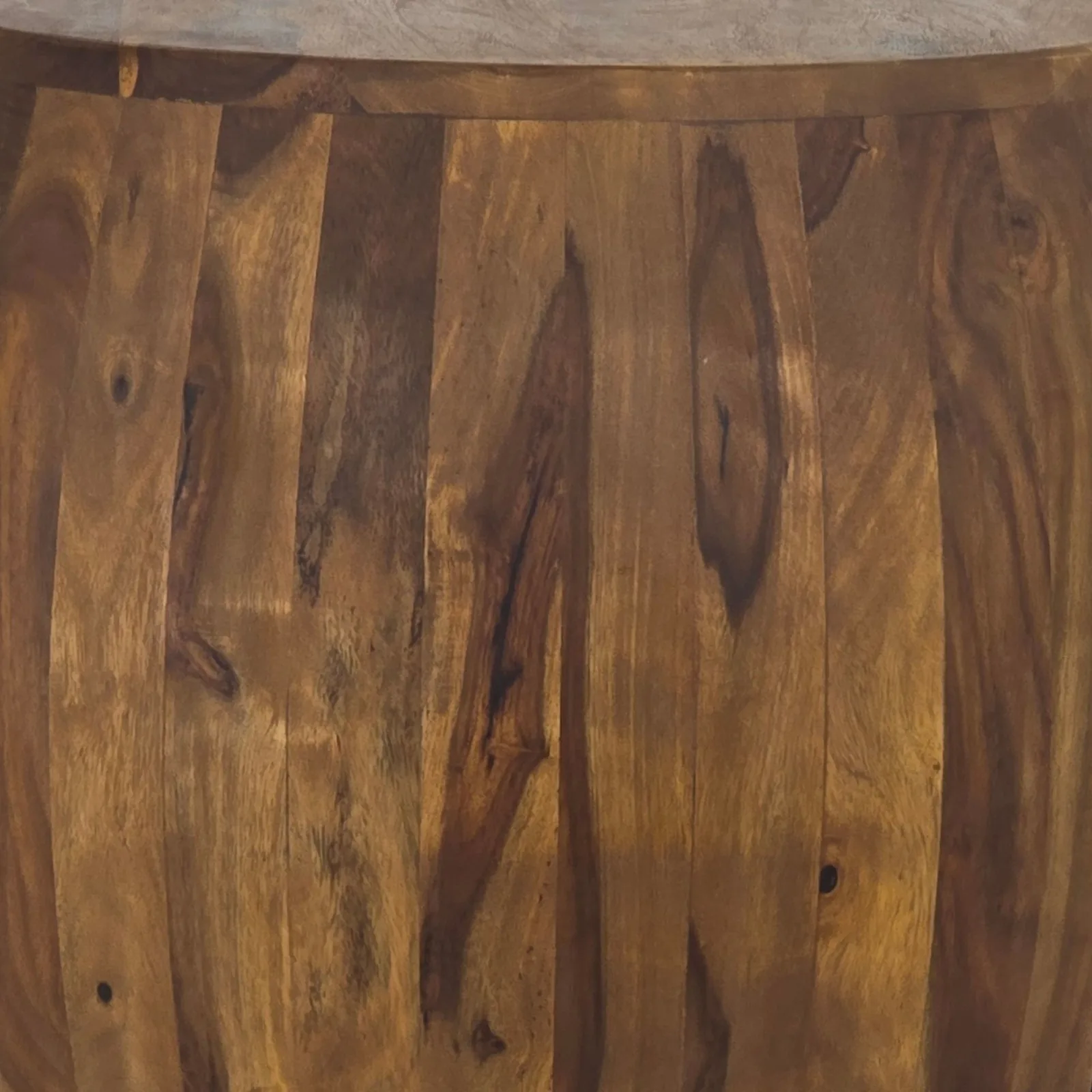 FineBuy Beistelltisch Ø 50cm Sheesham Massivholz rund mit Ablagefach – Couchtisch Echtholz handgefertigt, Wohnzimmertisch im Naturdesign
