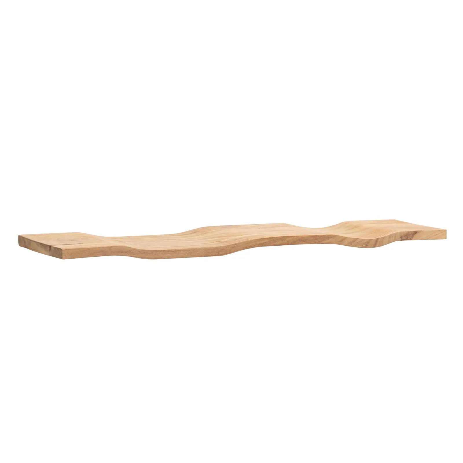 FineBuy Wandregal Akazie Massivholz - Schwebendes Design Regal für die Wand Holz massiv - Hängeregal in Wellenform - Wandboard aus Echtholz