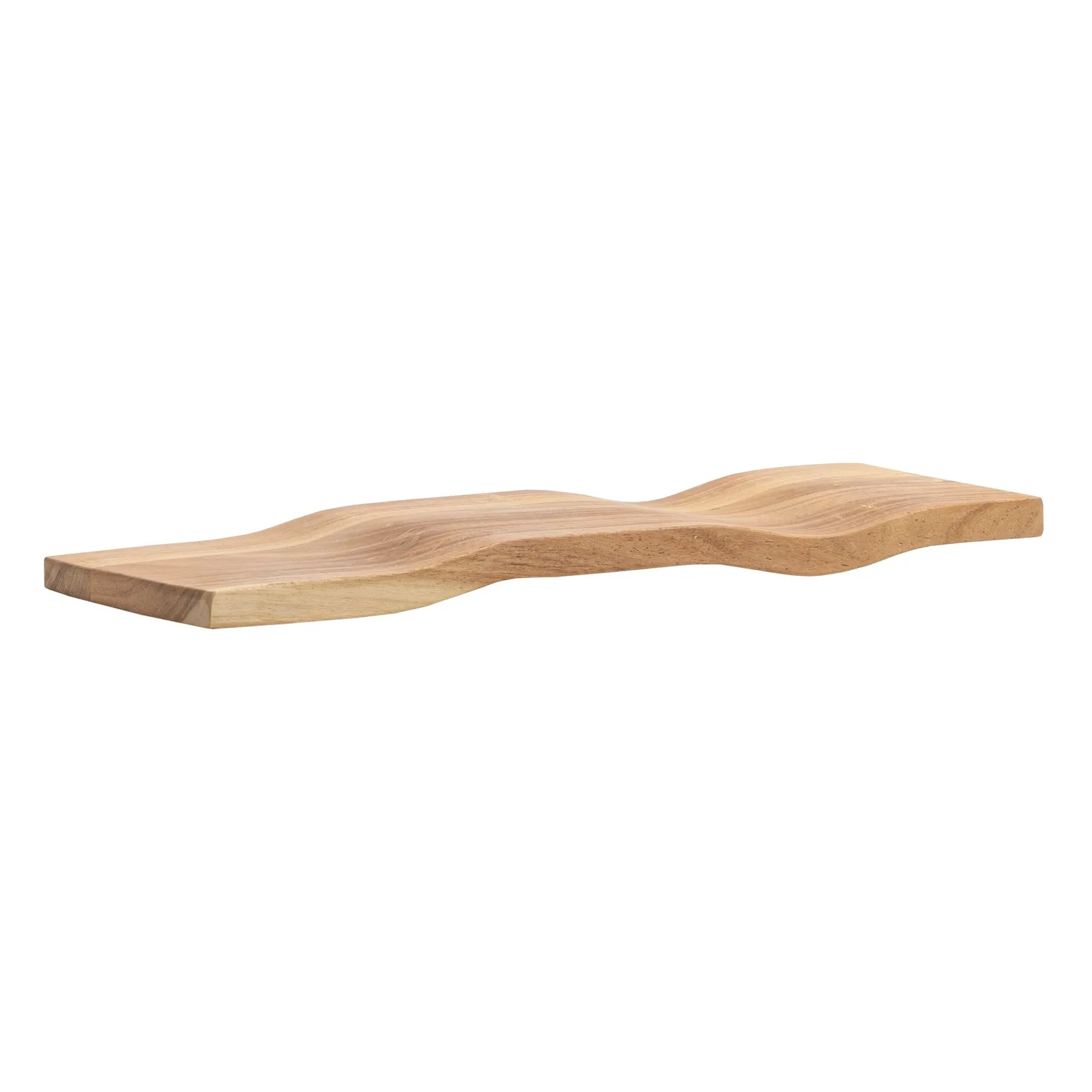 FineBuy Wandregal Akazie Massivholz - Schwebendes Design Regal für die Wand Holz massiv - Hängeregal in Wellenform - Wandboard aus Echtholz