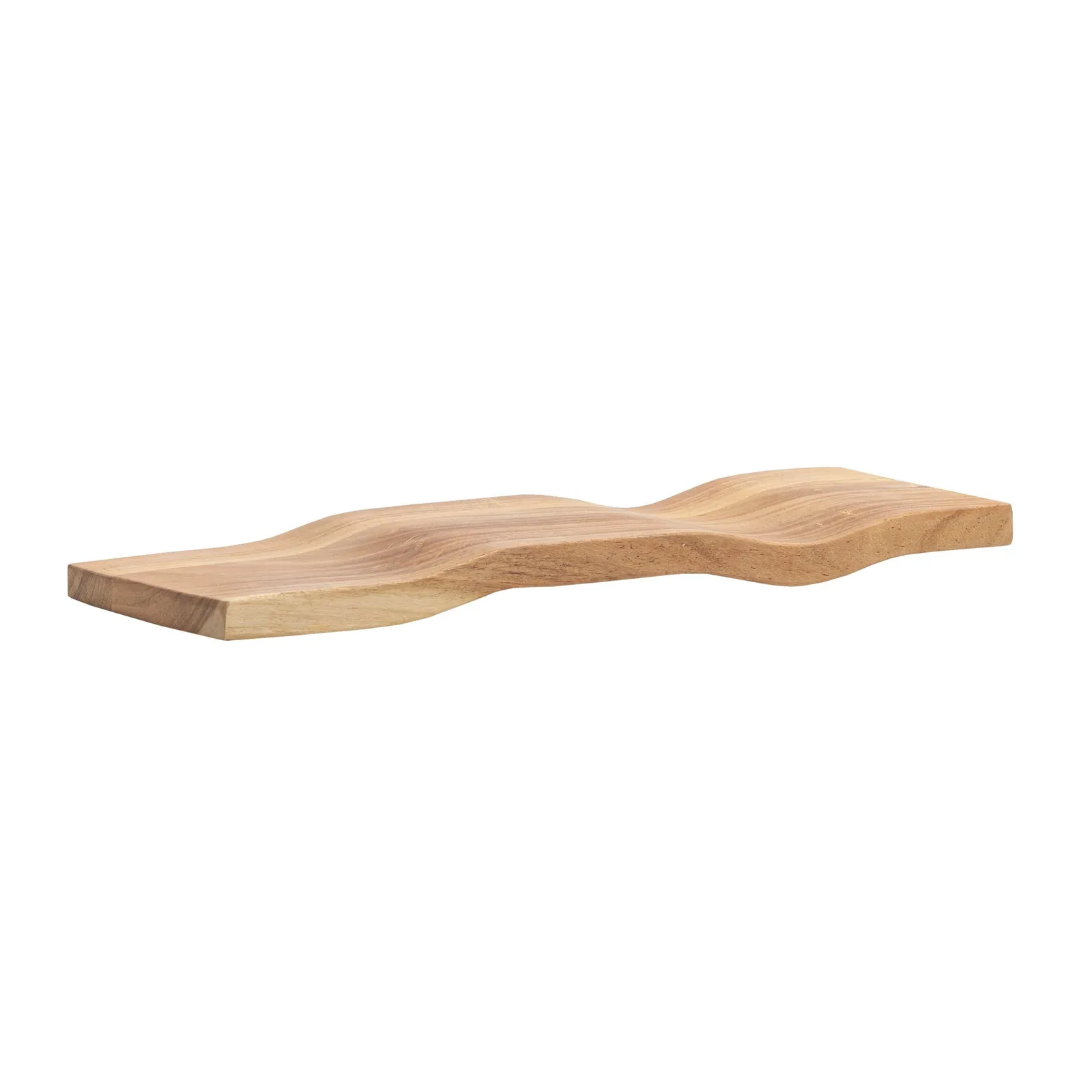 FineBuy Wandregal Akazie Massivholz - Schwebendes Design Regal für die Wand Holz massiv - Hängeregal in Wellenform - Wandboard aus Echtholz