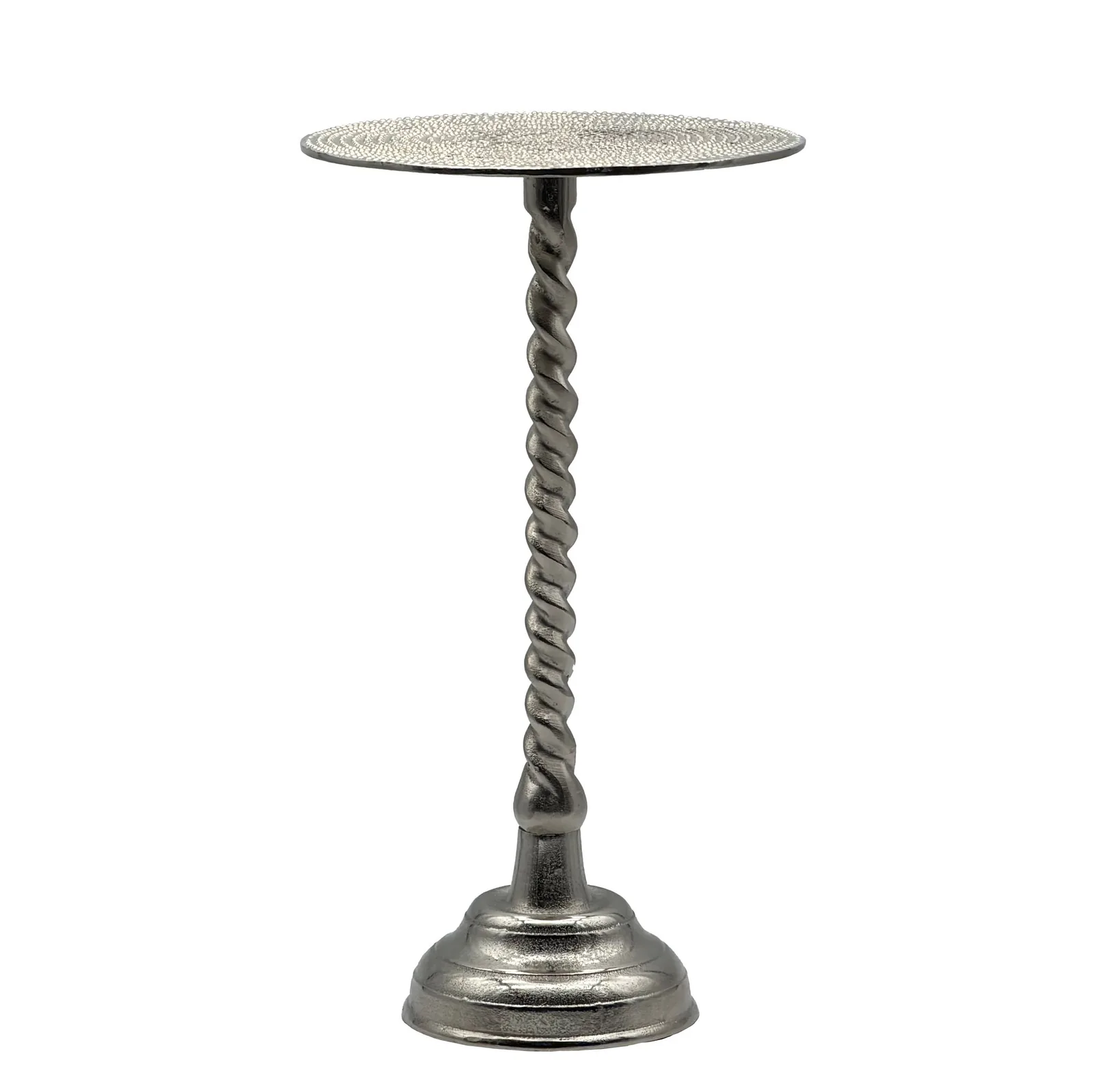 FineBuy Beistelltisch Aluminium 28cm - Kleiner runder Anstelltisch aus Metall silber - Design Wohnzimmertisch - Dekotisch - Couchtisch - Metalltisch Handmade pflegeleicht
