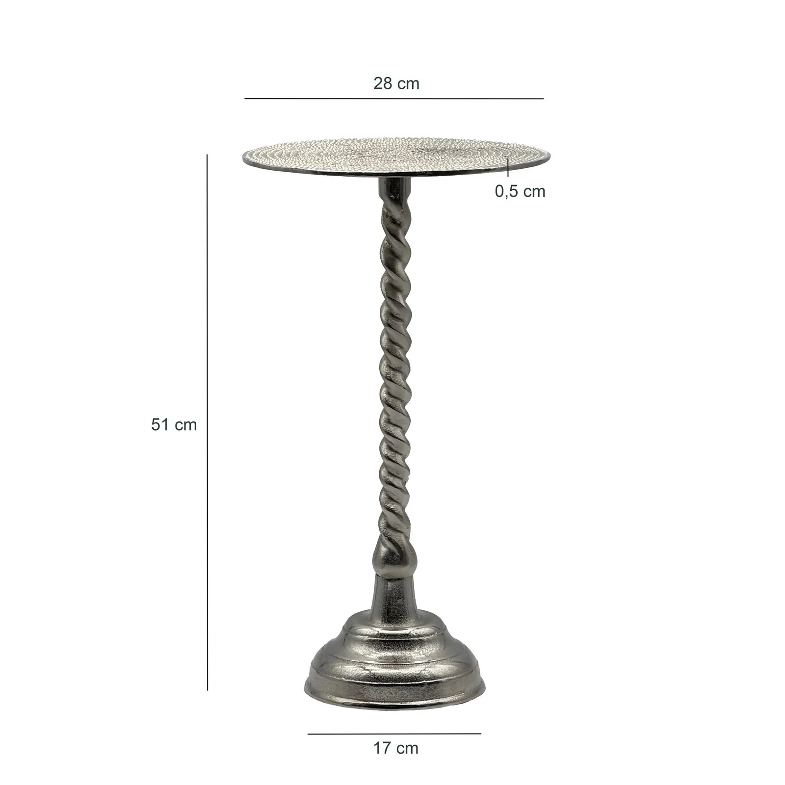 FineBuy Beistelltisch Aluminium 28cm - Kleiner runder Anstelltisch aus Metall silber - Design Wohnzimmertisch - Dekotisch - Couchtisch - Metalltisch Handmade pflegeleicht