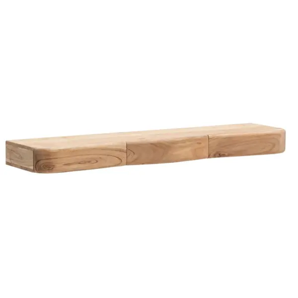 FineBuy Wandregal Akazie Massivholz mit Schublade - Design Regal für die Wand - Holz Wandboard mit Stauraum - Schwebendes Hängeregal aus Echtholz