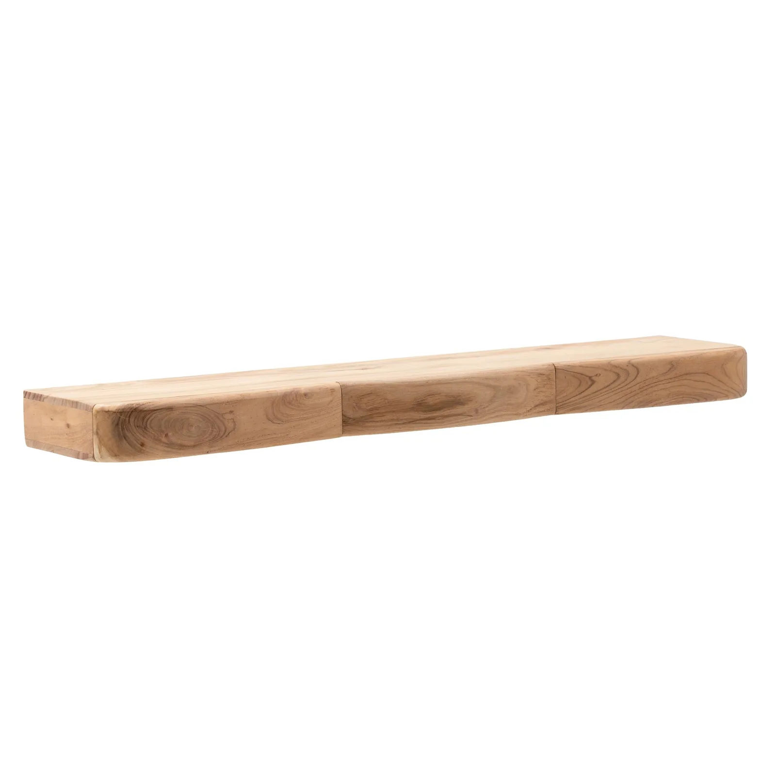 FineBuy Wandregal Akazie Massivholz mit Schublade - Design Regal für die Wand - Holz Wandboard mit Stauraum - Schwebendes Hängeregal aus Echtholz
