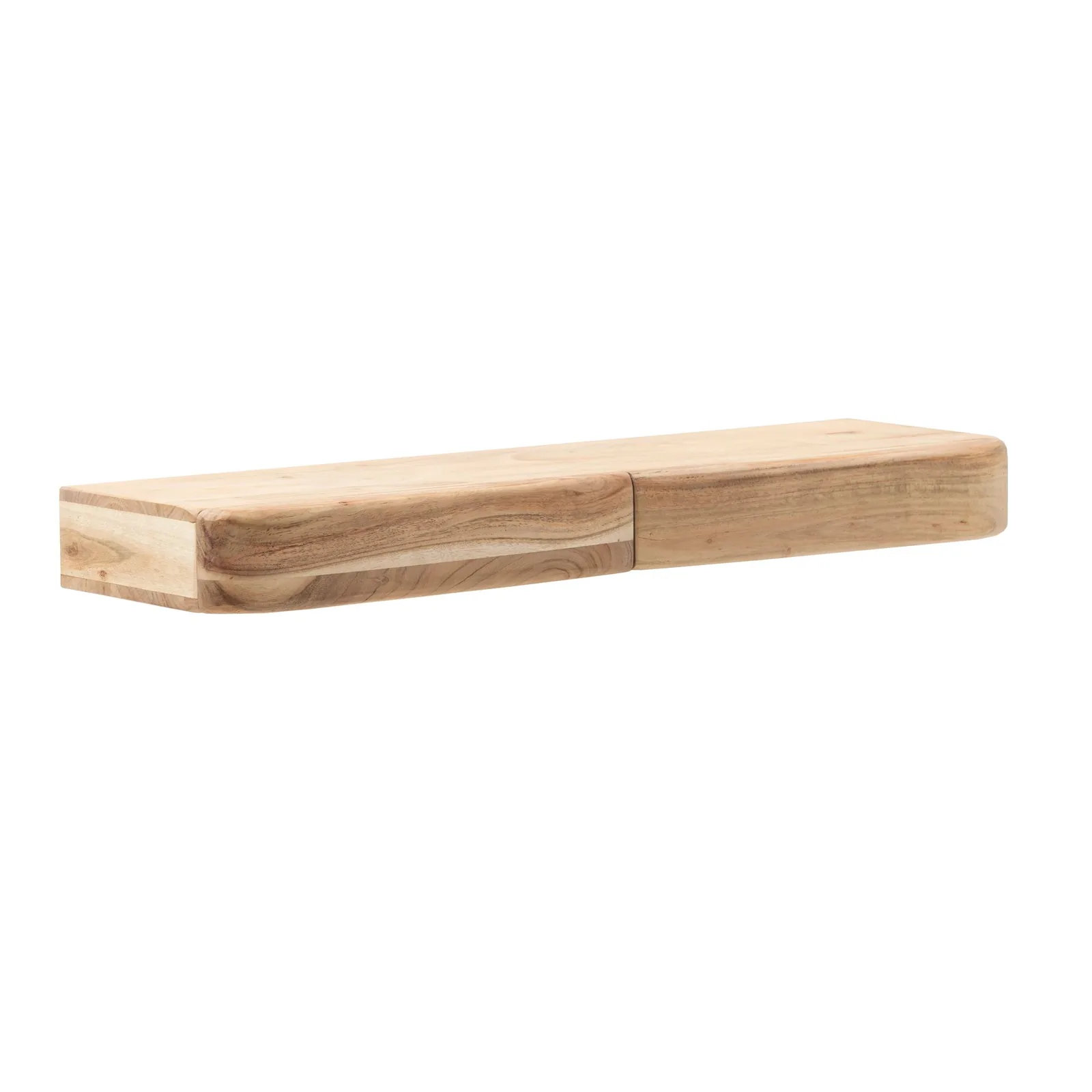 FineBuy Wandregal Akazie Massivholz mit Schublade - Design Regal für die Wand - Holz Wandboard mit Stauraum - Schwebendes Hängeregal aus Echtholz