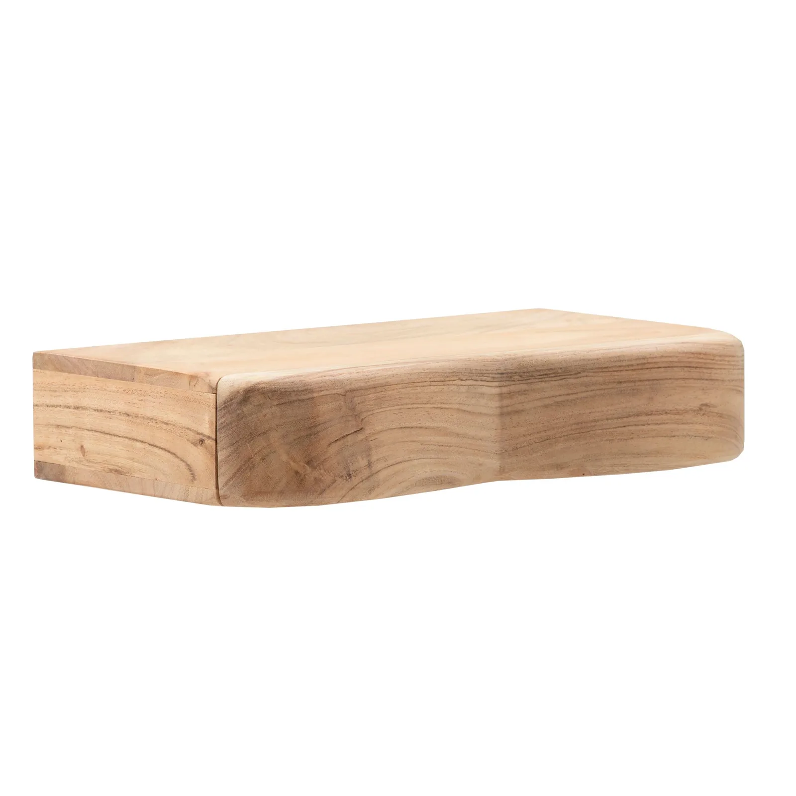 FineBuy Wandregal Akazie Massivholz mit Schublade - Design Regal für die Wand - Holz Wandboard mit Stauraum - Schwebendes Hängeregal aus Echtholz