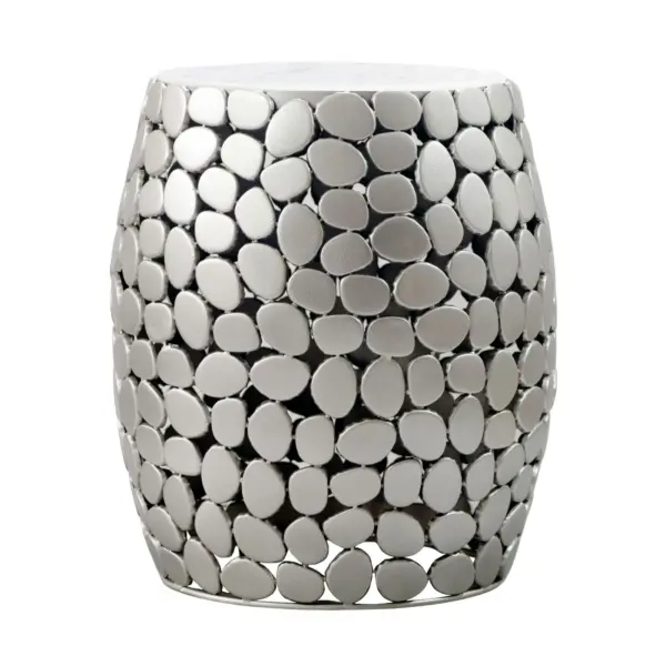 FineBuy Design Beistelltisch rund 40cm aus Aluminium & weißer Marmor Tischplatte – Couchtisch Alu – Metall Wohnzimmertisch Dekotisch Handmade