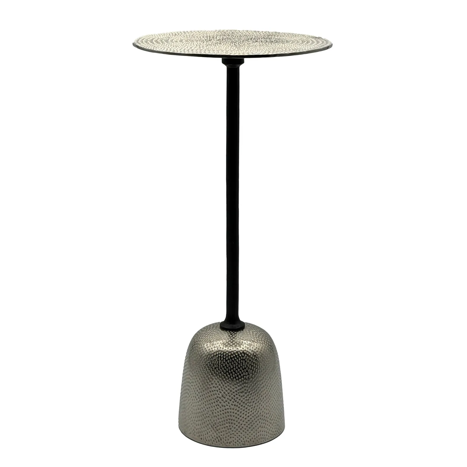 FineBuy Beistelltisch Aluminium 29cm - Kleiner runder Anstelltisch aus Metall silber - Design Wohnzimmertisch - Dekotisch - Couchtisch - Metalltisch Handmade pflegeleicht