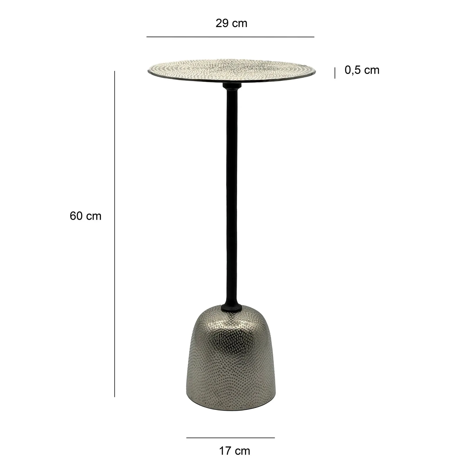 FineBuy Beistelltisch Aluminium 29cm - Kleiner runder Anstelltisch aus Metall silber - Design Wohnzimmertisch - Dekotisch - Couchtisch - Metalltisch Handmade pflegeleicht