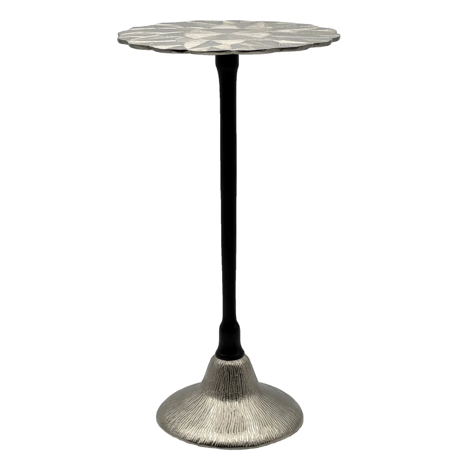FineBuy Beistelltisch Aluminium 29cm - Kleiner runder Anstelltisch aus Metall silber - Design Wohnzimmertisch - Dekotisch - Couchtisch - Metalltisch Handmade pflegeleicht