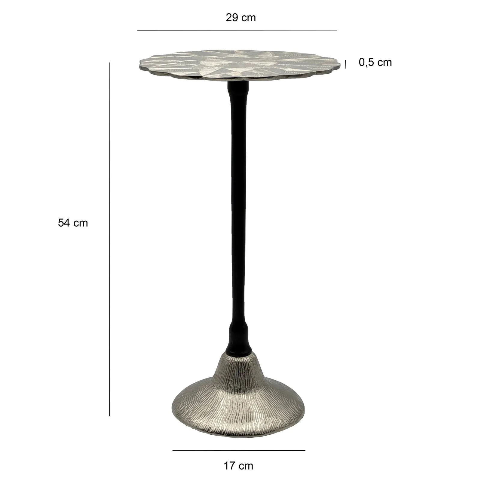 FineBuy Beistelltisch Aluminium 29cm - Kleiner runder Anstelltisch aus Metall silber - Design Wohnzimmertisch - Dekotisch - Couchtisch - Metalltisch Handmade pflegeleicht
