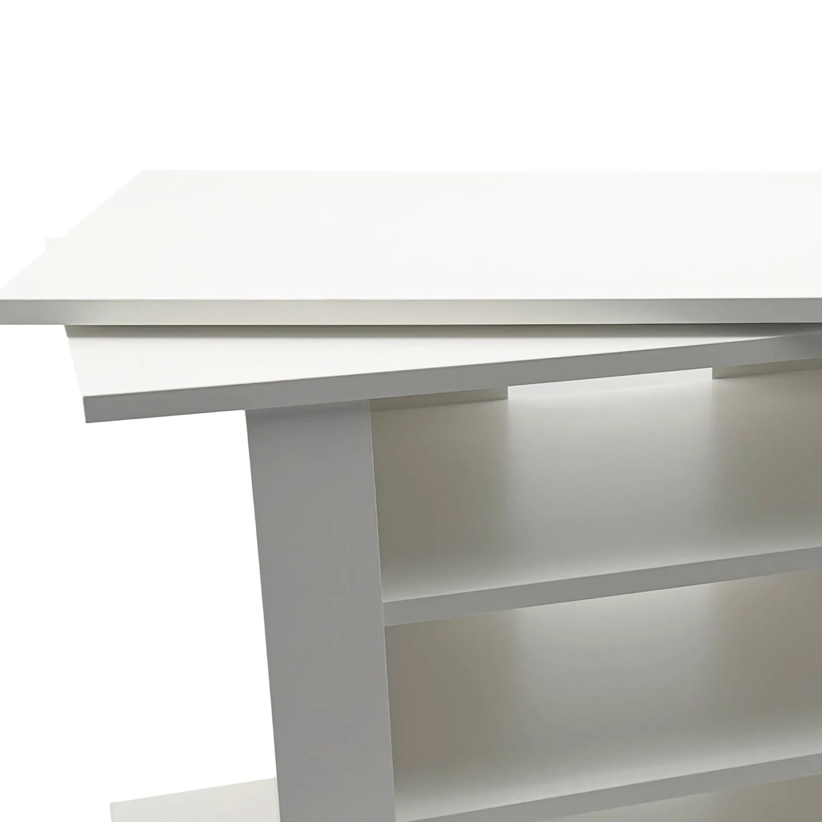 FineBuy TV Lowboard Weiß 78 cm – HiFi Bank mit drehbarer Oberplatte – Fernsehtisch auf Rollen – TV Möbel mit offenen Fächern – Medienboard Modern – Fernsehschrank