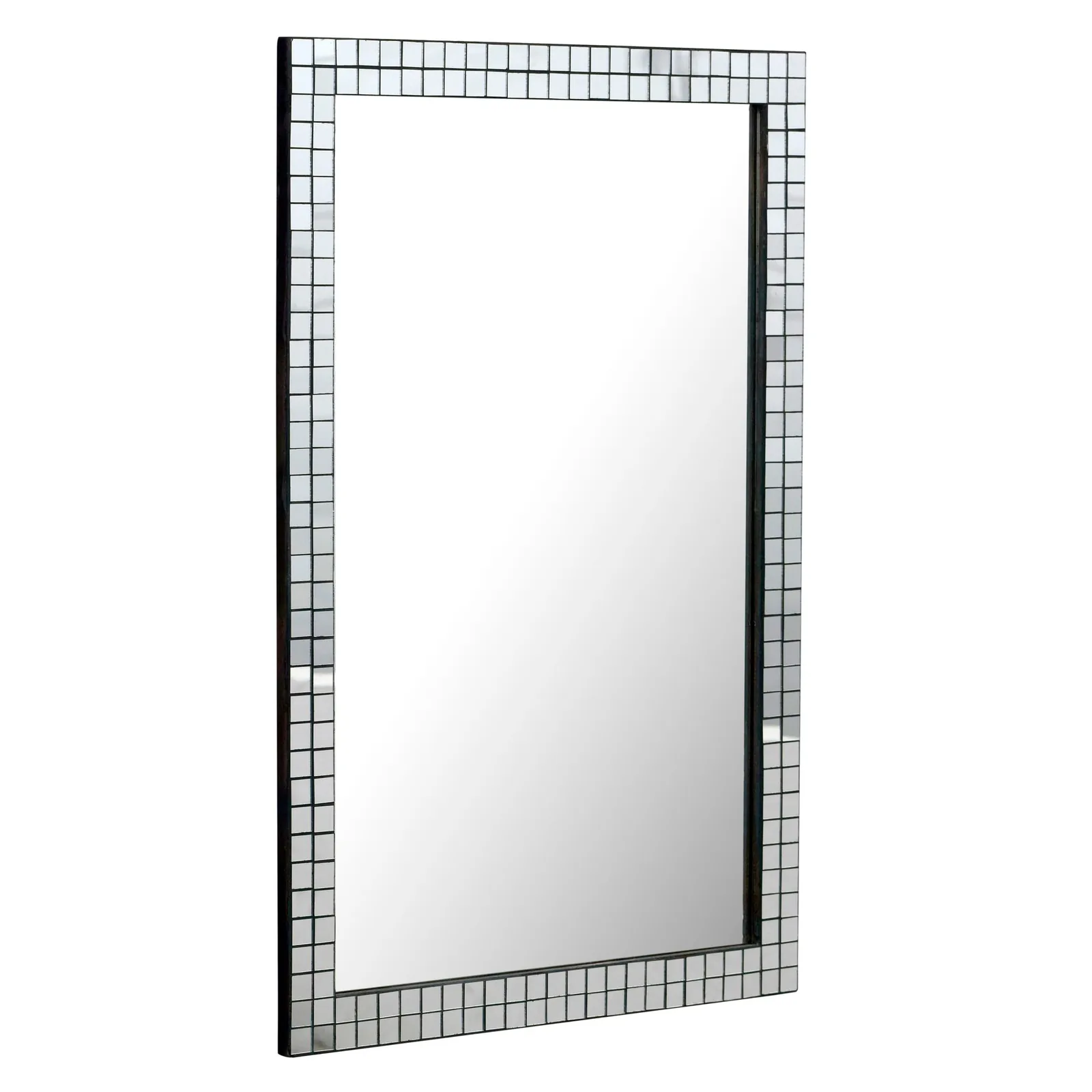 FineBuy Wandspiegel 60x90 cm mit Mosaikrahmen – Spiegel rechteckig – Wohnspiegel aus Glas – Hängespiegel Flurspiegel modern – Wohnzimmerspiegel vertikal & horizontal – Dekospiegel Handmade