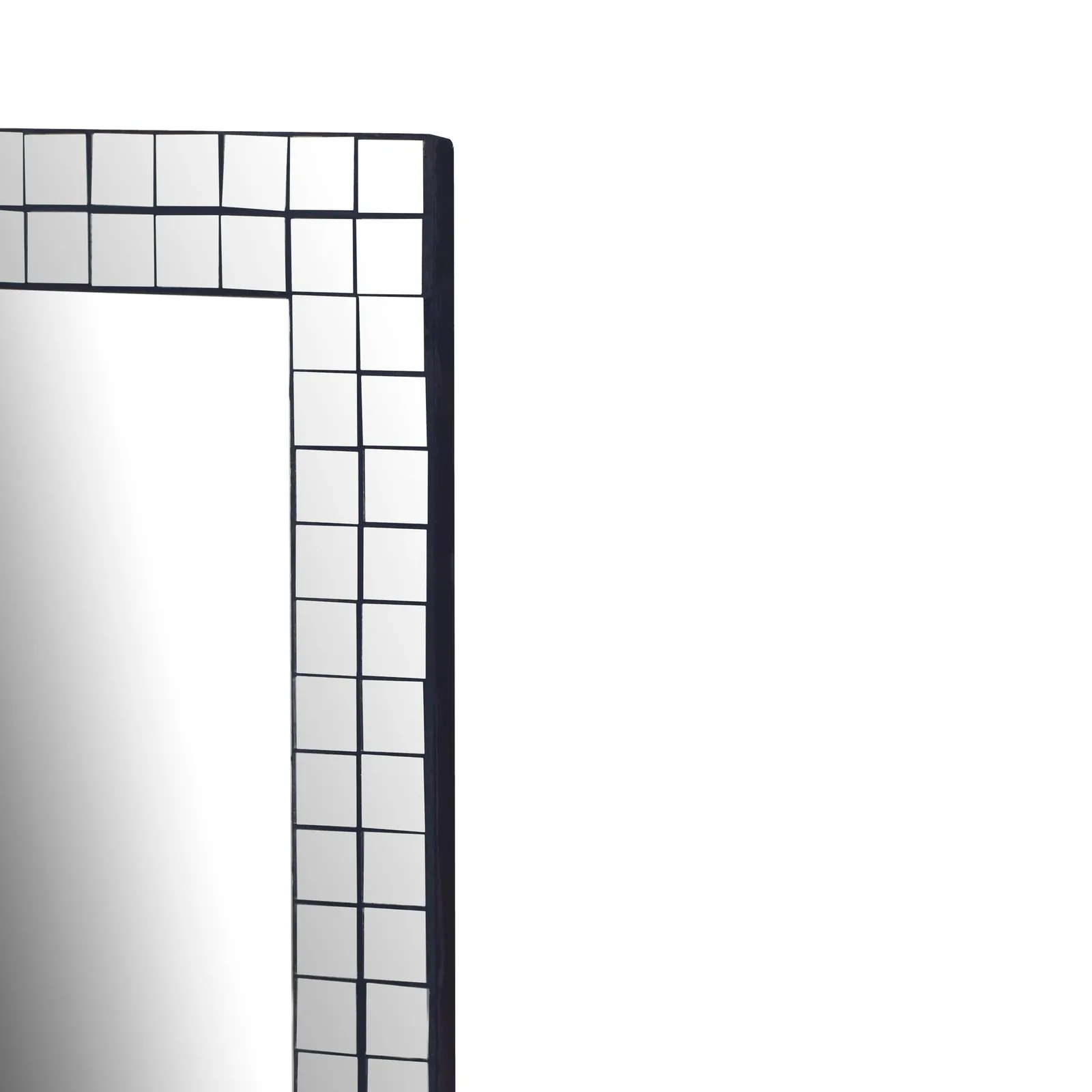 FineBuy Wandspiegel 60x90 cm mit Mosaikrahmen – Spiegel rechteckig – Wohnspiegel aus Glas – Hängespiegel Flurspiegel modern – Wohnzimmerspiegel vertikal & horizontal – Dekospiegel Handmade
