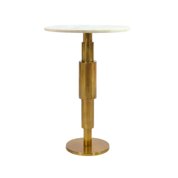 FineBuy Beistelltisch Marmor rund 59 cm Dekotisch mit Marmor Tischplatte - Design Dekotisch mit Aluminiumgestell - Anstelltisch Sofatisch modern - Couchtisch Wohnzimmertisch elegant Handmade