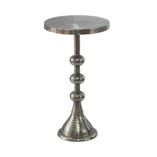 FineBuy Beistelltisch Aluminium 30cm Runder Anstelltisch Metall - Dekotisch Alu orientalisch - Wohnzimmertisch klein - Design Couchtisch Sofatisch Wohnzimmer Orient Handmade
