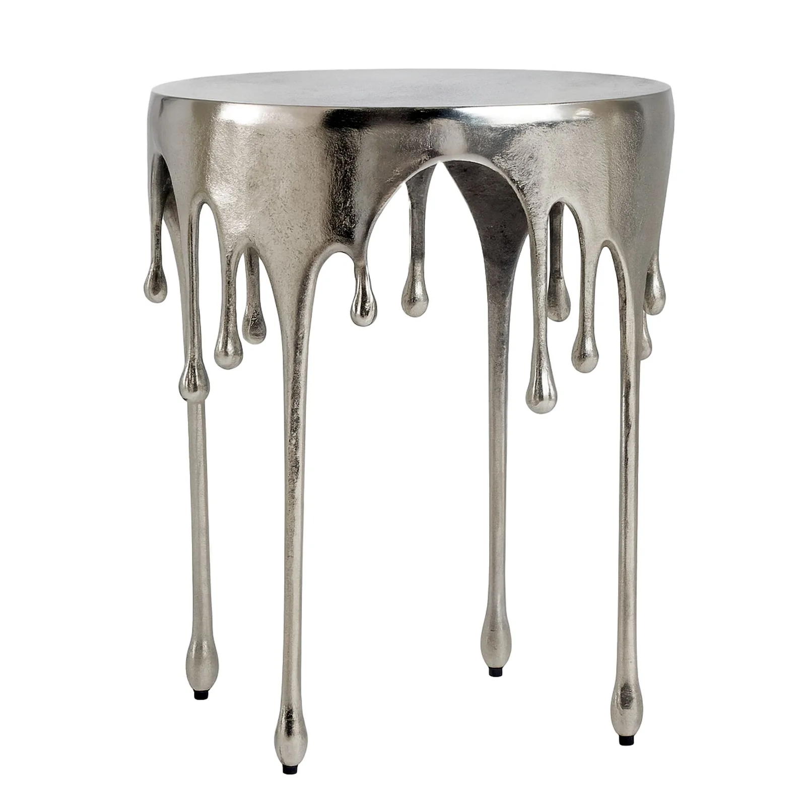 FineBuy Beistelltisch 43cm Aluminium Tisch Rund - Design Anstelltisch Alu Modern - Wohnzimmertisch Metall Tropfen - Metalltisch Dekotisch Couchtisch Handmade