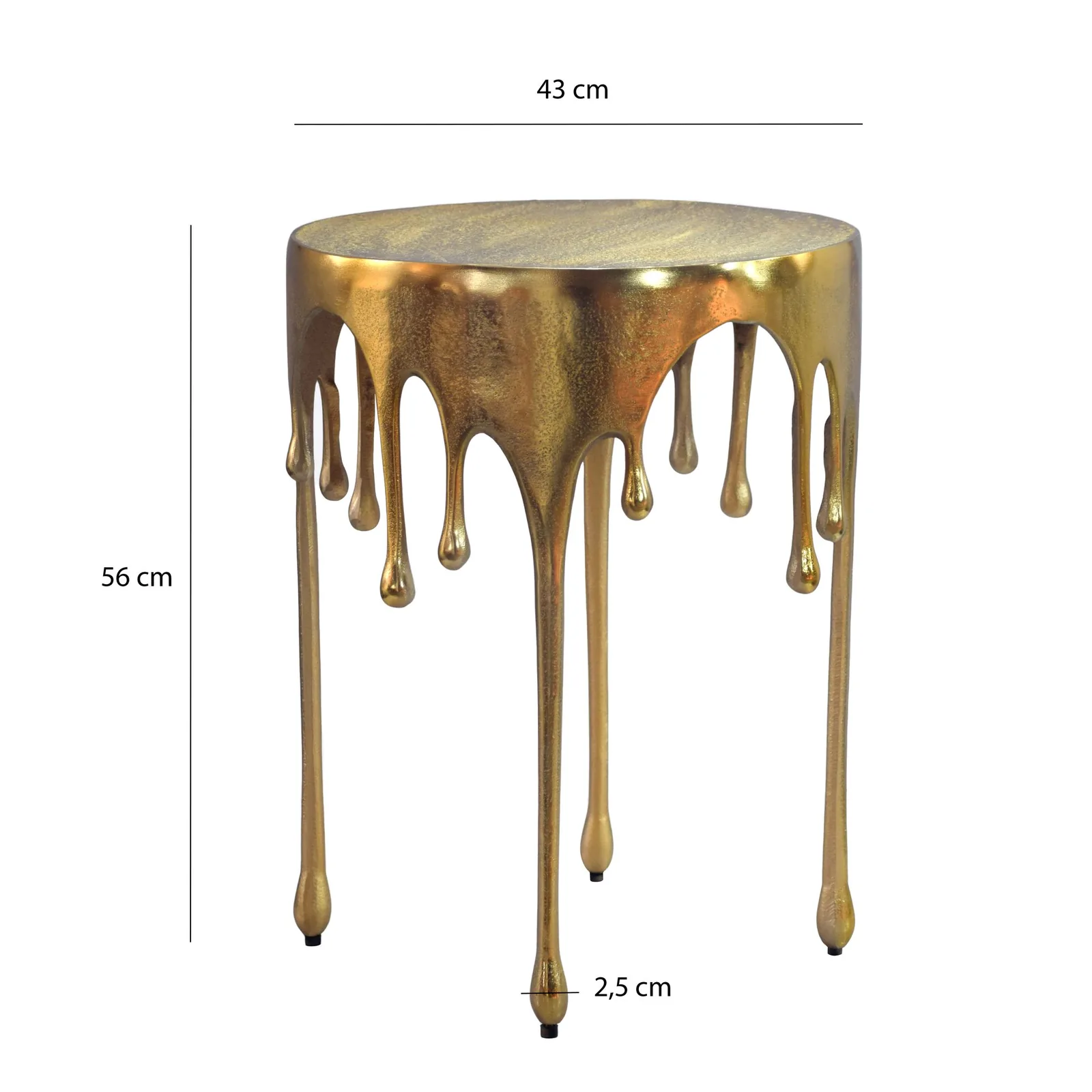 FineBuy Beistelltisch 43cm Aluminium Tisch Rund - Design Anstelltisch Alu Modern - Wohnzimmertisch Metall Tropfen - Metalltisch Dekotisch Couchtisch Handmade