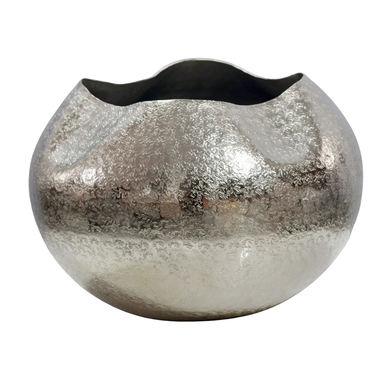 FineBuy Tischvase Aluminium 30cm - Dekovase rund - Metall Vase modern - Wohnzimmer Deko Alu - Design Vase Tisch Dekoration - Pflanzgefäß Handmade