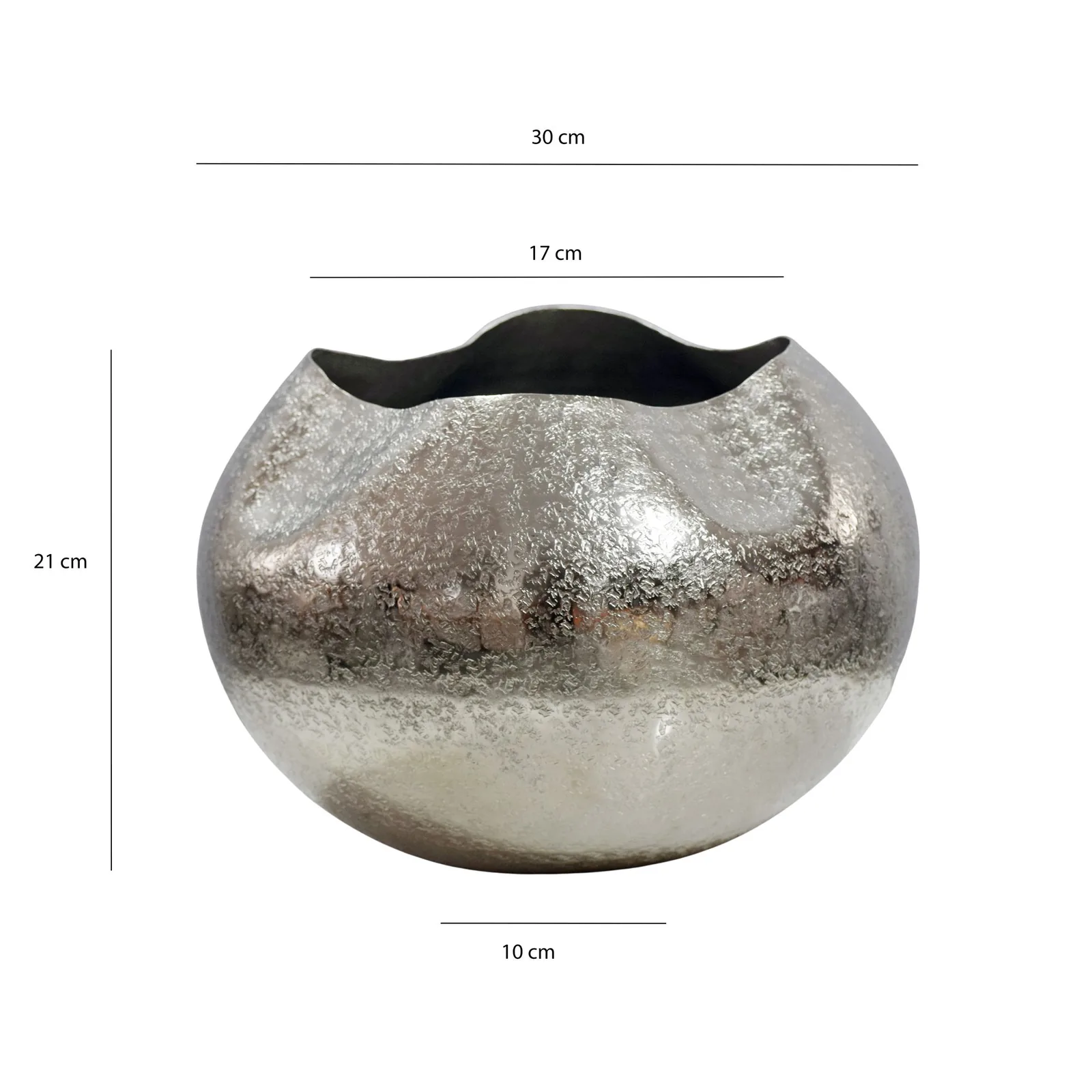 FineBuy Tischvase Aluminium 30cm - Dekovase rund - Metall Vase modern - Wohnzimmer Deko Alu - Design Vase Tisch Dekoration - Pflanzgefäß Handmade