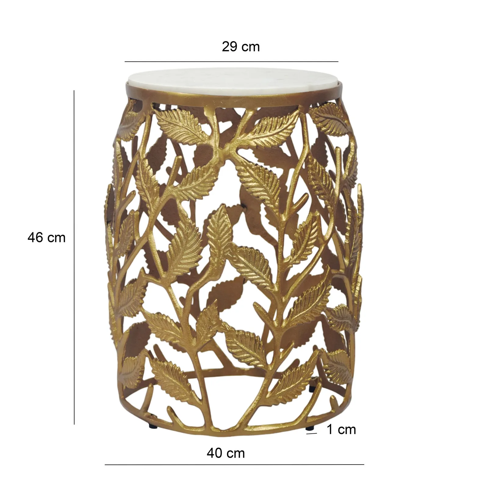 FineBuy Beistelltisch 40cm mit weißer Marmor Tischplatte - Couchtisch klein rund - Sofatisch Alu modern - Wohnzimmertisch Aluminium - Design Tisch Metallgestell Handmade