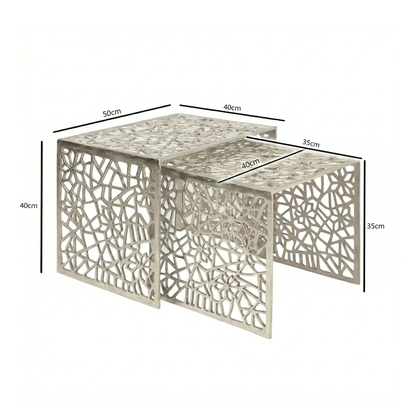 FineBuy 2er Set Couchtisch Aluminium - Design Beistelltisch Set - Metalltisch Wohnzimmertisch modern Alu - Sofatisch rechteckig Metall - Loungetisch Set Satztisch Handmade