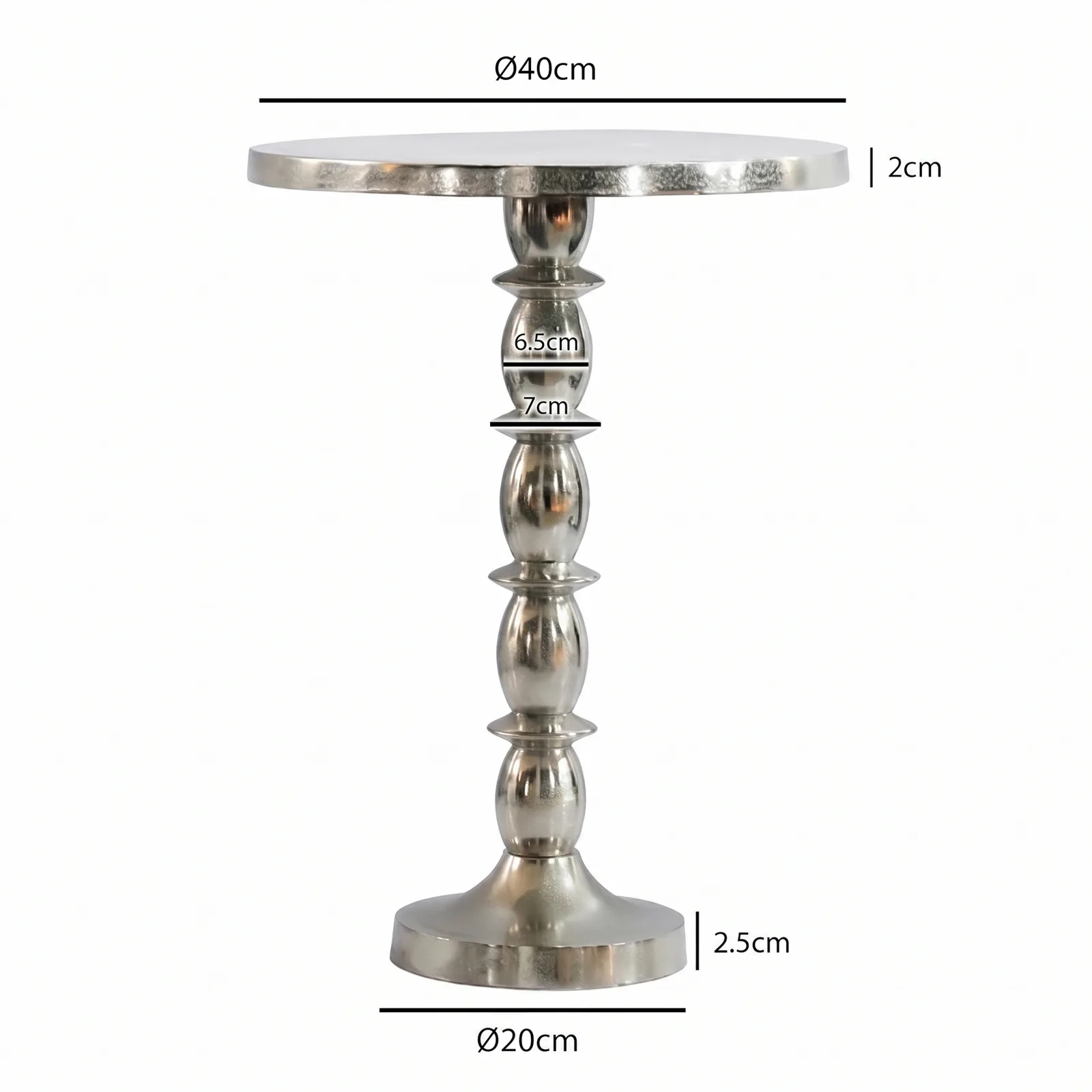 FineBuy Beistelltisch Silber 40cm Aluminium Tisch Rund - Anstelltisch Raw Finish - Design Wohnzimmertisch Dekotisch - Metalltisch Orientalisch Modern - Sofatisch Couchtisch Handmade
