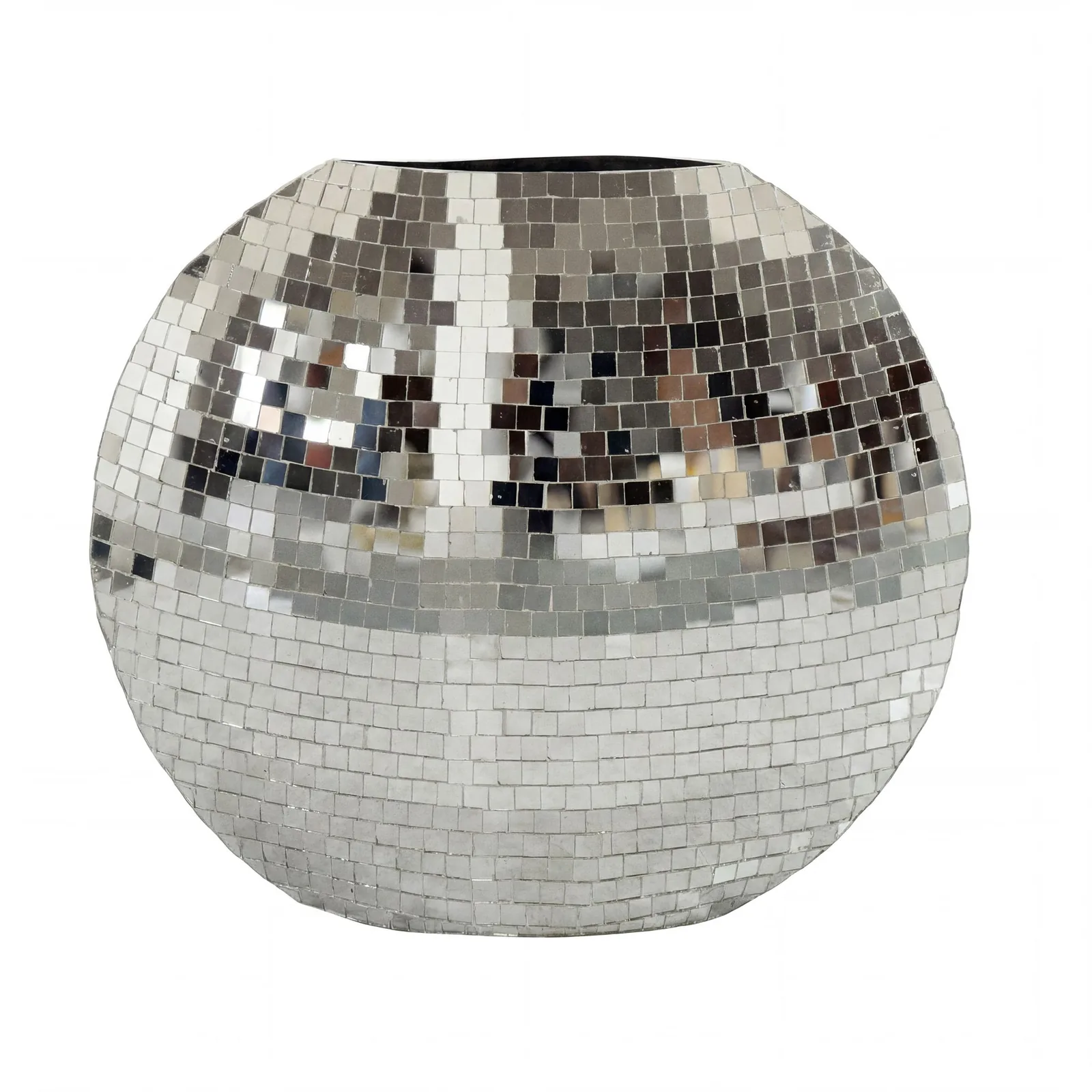 FineBuy Tischvase Metall 40cm - Dekovase Mosaik rund - Vase modern - Wohnzimmer Deko - Design Vase flach Tisch Dekoration Handmade
