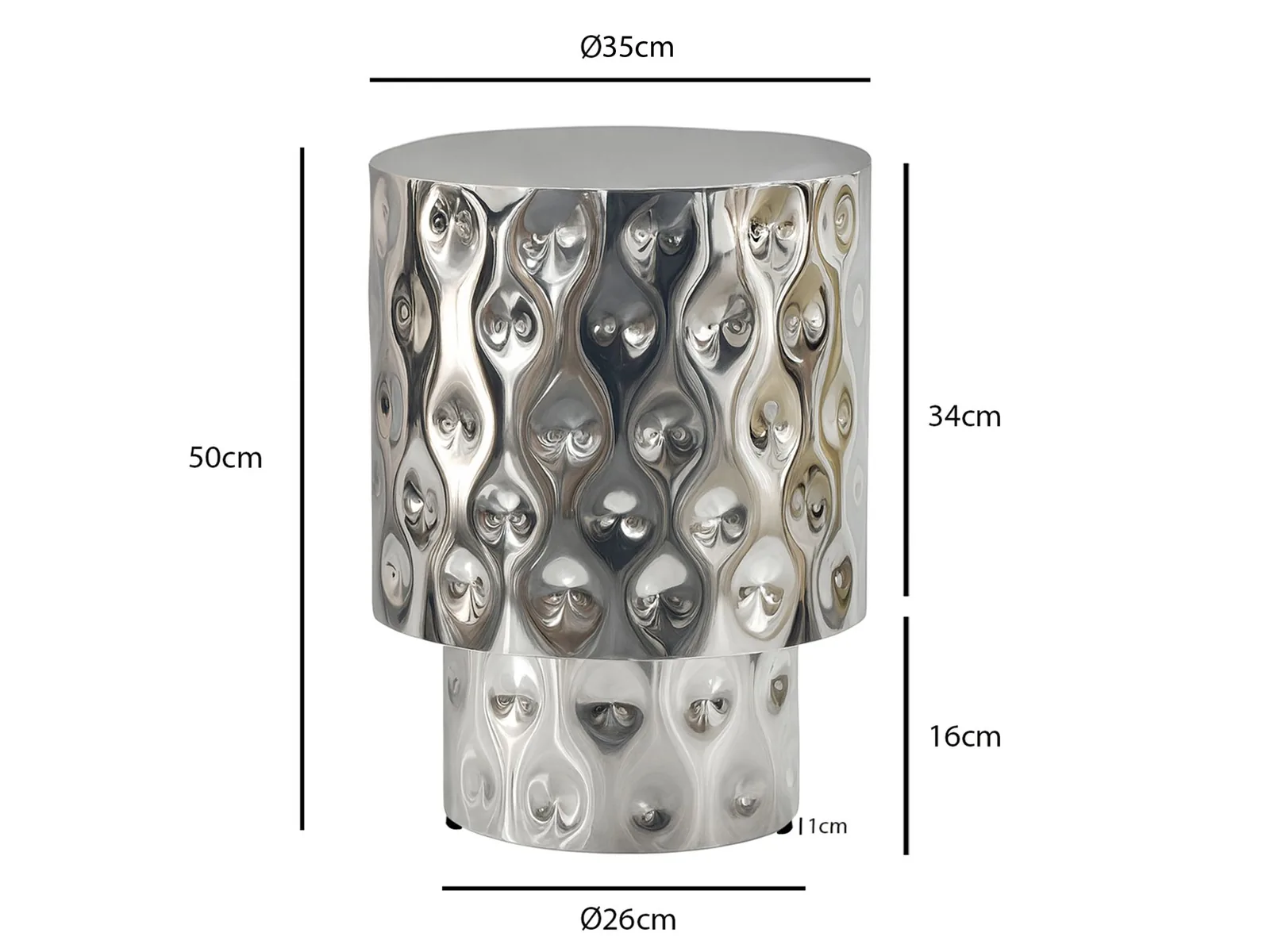 FineBuy Beistelltisch Aluminium 36cm Rund - Design Anstelltisch Metall - Loungetisch Alu - Moderner Sofatisch - Couchtisch Wohnzimmertisch Klein Handmade