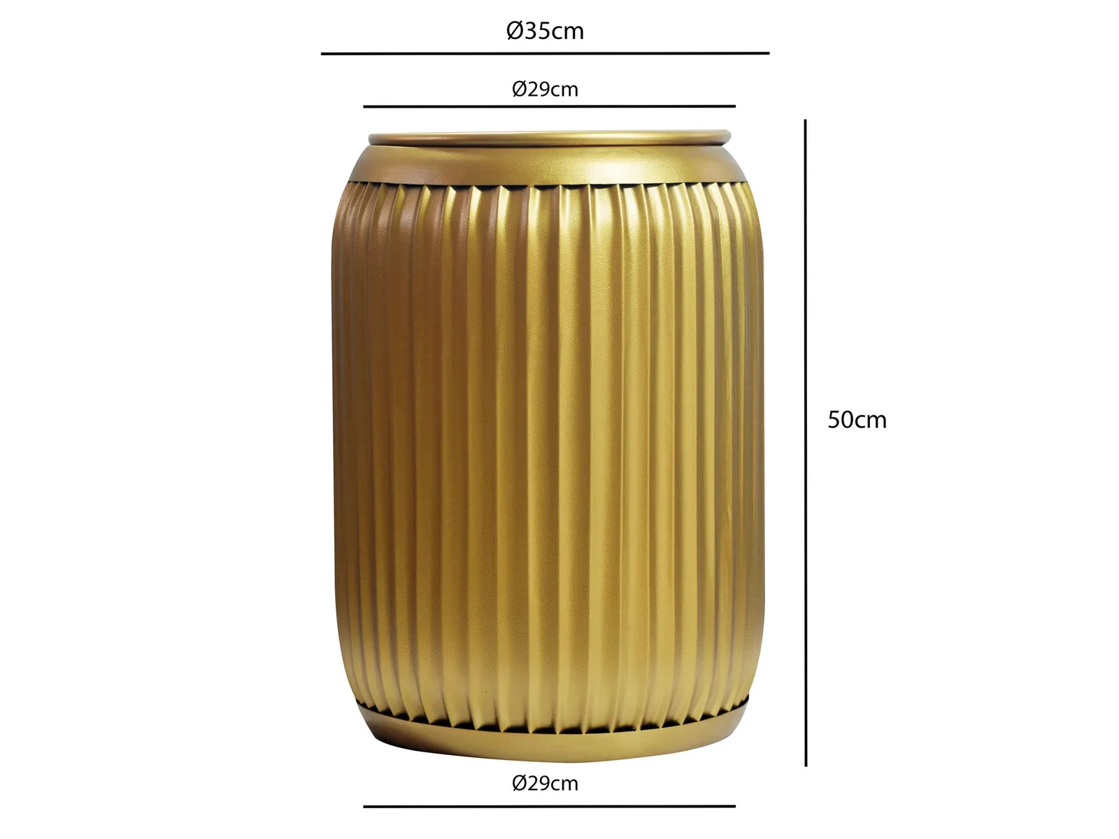 FineBuy Beistelltisch Metall Rund 35cm mit abnehmbarer Tischplatte - Design Wohnzimmertisch mit Stauraum - Extravaganter Couchtisch Rillenoptik - Moderner Sofatisch Klein Handmade